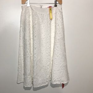 NWT Catherine Malandrino White Midi Skirt